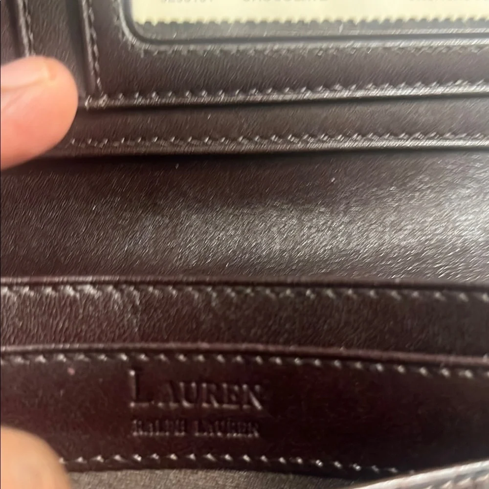 Ralph Lauren chocolate Faux croc 6in Clutch Wallet - Picture 6 of 8
